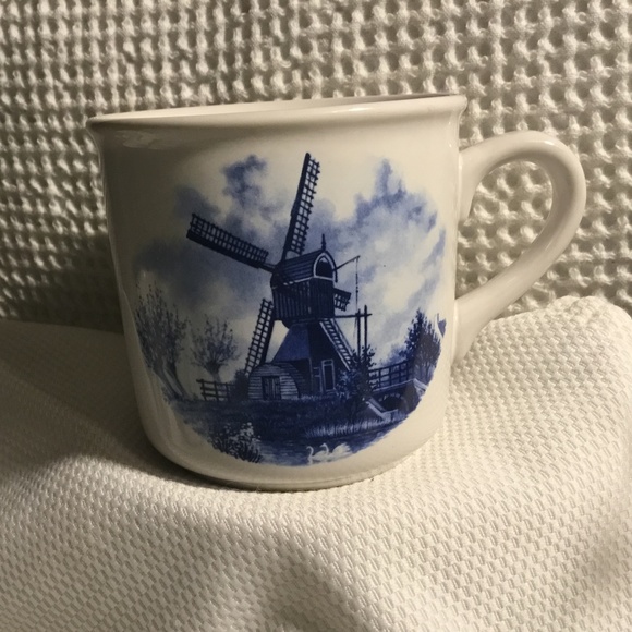 🇳🇱Delft Blauw Set of 3~Mugs\Cups~Hand Painted Windmill & Swans~Vintage - Picture 2 of 9